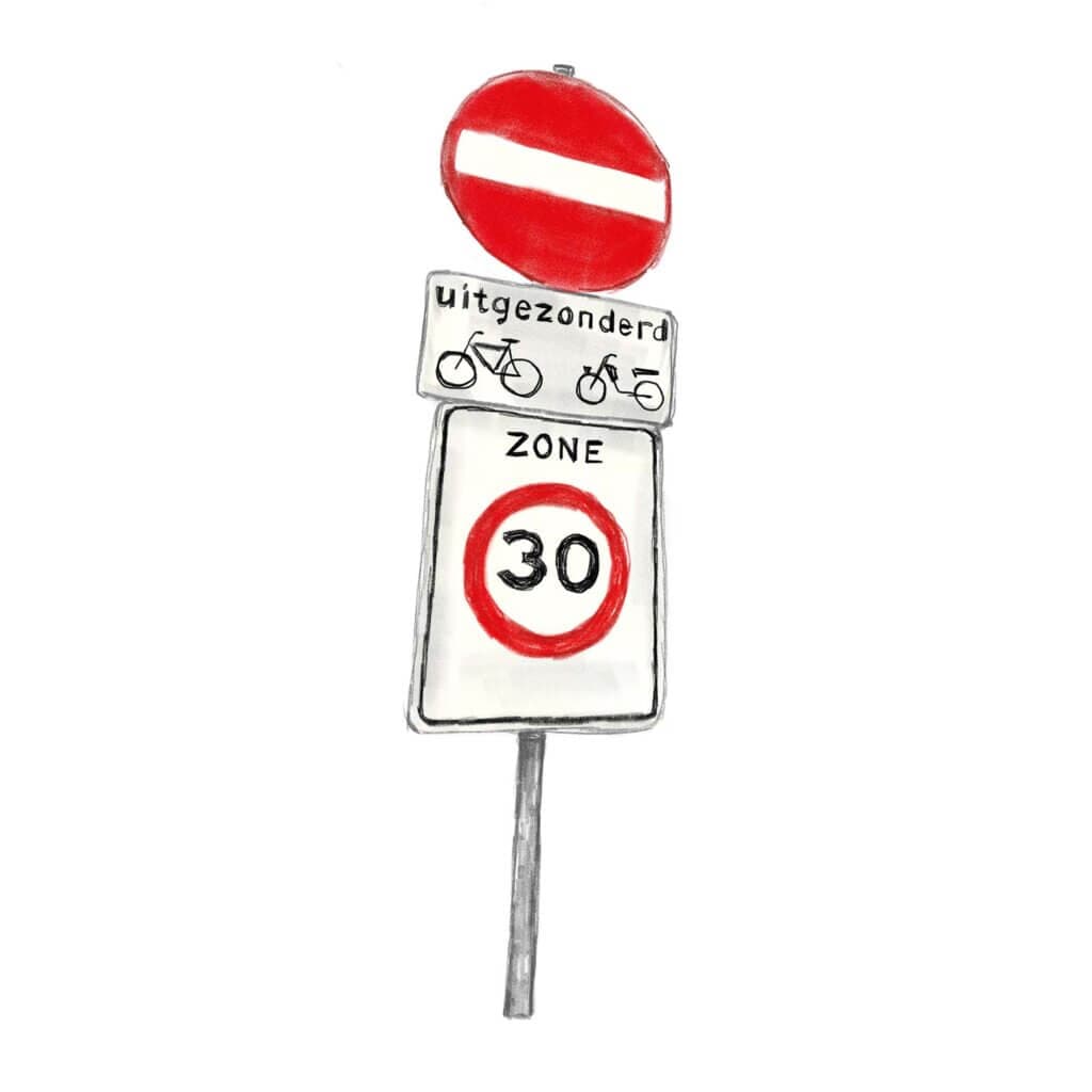 Verkeersbord in wijk De Zwijger, Leiden